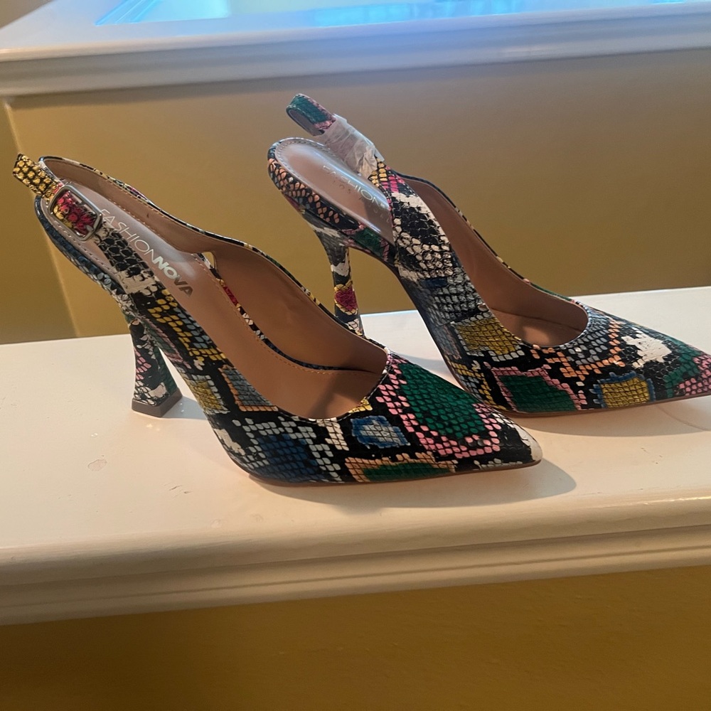 Multi colored snake skin shoes (never worn)